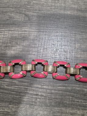 CN Gold-Tone and Hot Pink Link Bracelet - Women's Fashion Jewelry